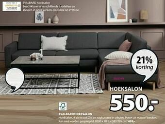 Jysk Svalbard hoeksalon aanbieding