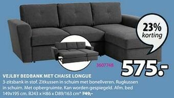Jysk Vejlby bedbank met chaise longue aanbieding