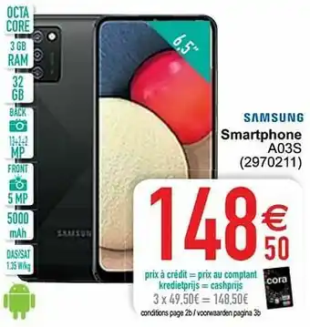 Cora Samsung smartphone a03s aanbieding