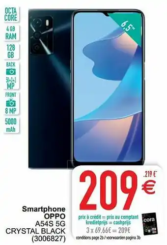 Cora Smartphone oppo a54s 5g crystal black aanbieding