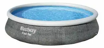 Dreamland Bestway zwembad Fast Set wicker design Ø 3,96 m - H 0,84 m aanbieding
