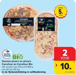 Carrefour Market Gamma pizza's en pinsa's Carrefour en Carrefour Bio aanbieding