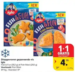 Carrefour Market Diepgevroren gepaneerde vis Iglo aanbieding