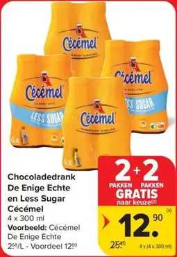 Carrefour Market Chocoladedrank De Enige Echte en Less Sugar Cécémel aanbieding