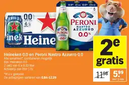 Albert Heijn Heineken 0.0 en Peroni Nastro Azzurro 0.0 aanbieding