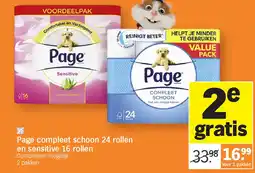 Albert Heijn Page compleet schoon 24 rollen en sensitive 16 rollen aanbieding