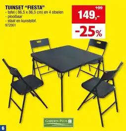 Hubo Garden Plus Fiesta tuinset met 4 stoelen zwart aanbieding