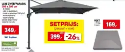 Hubo Garden Plus luxe zweefparasol 3x3 m lichtgrijs aanbieding