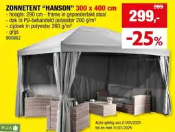 Hubo Garden Plus Hanson zonnetent 400x300 cm grijs aanbieding