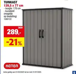 Hubo Keter Premier Tall tuinkast 139,5x77x170,4 cm grijs aanbieding