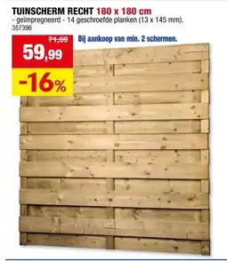 Hubo Cartri tuinscherm recht dichtgeschroefd 180x180 cm aanbieding