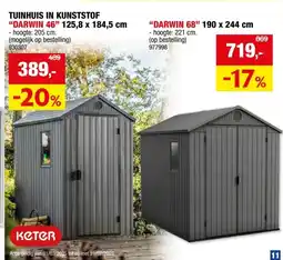 Hubo Keter Darwin 46 kunststof tuinhuis 125,8x184,5x205 cm grijs aanbieding