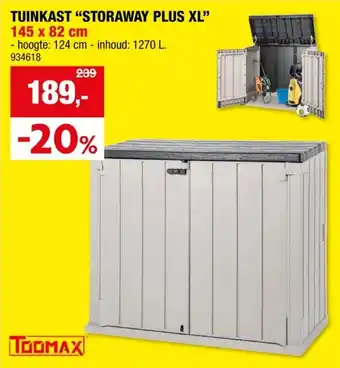 Hubo Toomax Storaway Plus XL tuinberging 145x85x124 cm grijs aanbieding