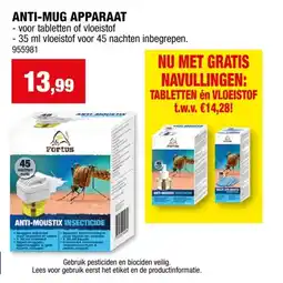 Hubo Fortus Anti-Moustix apparaat anti-mug met vloeistof aanbieding