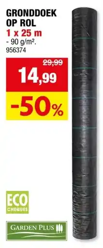 Hubo Garden Plus Anti-worteldoek 25x1 m 90g/m² zwart aanbieding
