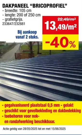 Hubo Bricoprofiel dakplaat 200x105 cm 0,5mm grafiet aanbieding