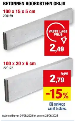 Hubo Boordsteen 100x20x6 cm grijs aanbieding