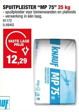 Hubo Knauf MP75 spuitgips 25kg aanbieding