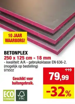 Hubo Betonplex 250x125 cm 18mm aanbieding
