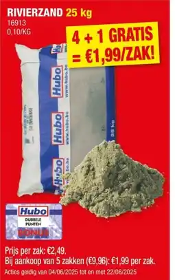 Hubo Hubo rivierzand 0-2 mm 25kg aanbieding