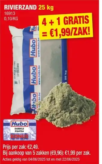 Hubo Hubo rivierzand 0-2 mm 25kg aanbieding