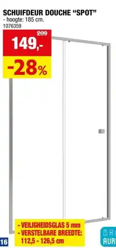 Hubo Aurlane Spot doucheschuifdeur 120x185 cm helder glas aanbieding