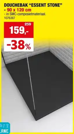 Hubo Aurlane Essent Stone 2 douchebak lineaire 90x120 cm zwart aanbieding