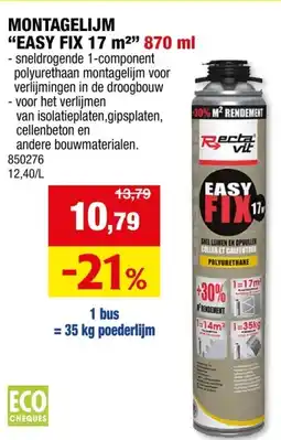 Hubo Rectavit Easy Fix montagelijm 870ml aanbieding