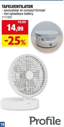 Hubo Profile Opl tafelventilator vouwbaar aanbieding