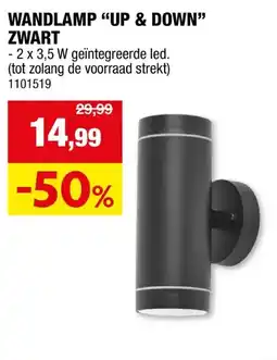 Hubo Wandlamp up/down 2x3,5 W zwart aanbieding