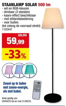 Hubo Solar LED vloerlamp 4W zwart aanbieding