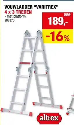 Hubo Altrex Varitrex Plus vouwladder 4x3 sporten aanbieding
