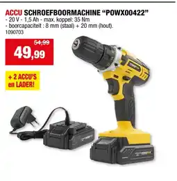 Hubo Powerplus POWX00422 accu schroefboormachine 20V Li-Ion + 2 accu's + lader aanbieding