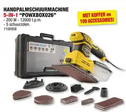 Hubo Powerplus POWXBOX026 5-in-1 handpalmschuurmachine 200W + 100 accessoires aanbieding