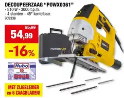 Hubo Powerplus POWX0361 decoupeerzaag 810W + accessoires aanbieding