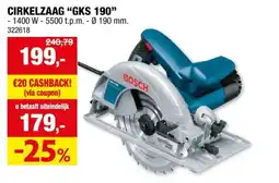 Hubo Bosch Professional GKS 190 cirkelzaag 1400W 190mm aanbieding