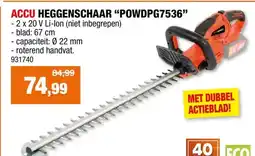 Hubo Powerplus Dual Power POWDPG7536 accu heggenschaar 2x20 V 67cm zonder accu aanbieding