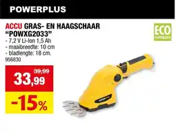 Hubo Powerplus POWXG2033 accu gras- en heggenschaar 7,2V Li-Ion 18cm aanbieding