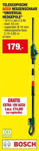 Hubo Bosch UniversalHedgePole accu heggenschaar 18V Li-Ion 43cm aanbieding