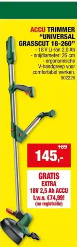 Hubo Bosch UniversalGrassCut 18-260 accu trimmer 18V Li-Ion 26cm aanbieding