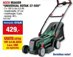 Hubo Bosch UniversalRotak 37-550 accu grasmaaier 2x18 V Li-Ion 37cm + lader aanbieding