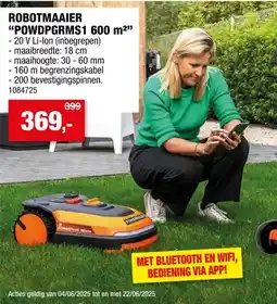 Hubo Powerplus Dual Power POWDPGRMS1 robotmaaier 20V Li-Ion 600m² + lader aanbieding
