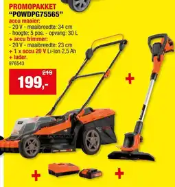 Hubo Powerplus Dual Power POWDPG75565 tuingereedschapset 20V batterij + lader 4-delig aanbieding