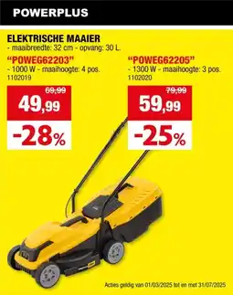 Hubo Powerplus EG POWEG62203 elektrische grasmaaier 1000W 32cm aanbieding