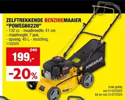 Hubo Powerplus EG POWEG60220 benzine grasmaaier zelftrekkend 132cc 41cm aanbieding