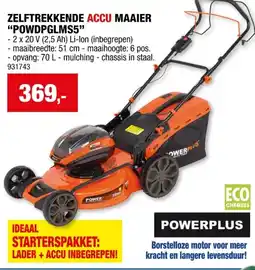 Hubo Powerplus Dual Power POWDPG7568 accu grasmaaier zelftrekkend 2x20 V Li-Ion 51cm + lader aanbieding