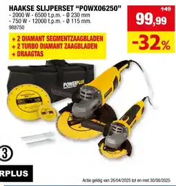 Hubo Powerplus POWX06250 haakse slijper 2000W 230mm + 750W 115mm aanbieding
