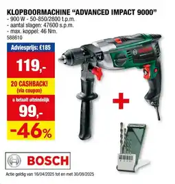 Hubo Bosch AdvancedImpact 9000 klopboormachine + 4 accessoires aanbieding