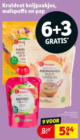 Kruidvat Kruidvat knijpzakjes, maïspuffs en pap aanbieding