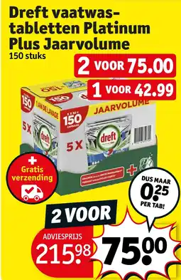 Kruidvat Dreft vaatwastabletten Platinum Plus Jaarvolume aanbieding